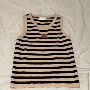 Celine Black and Cream Striped Tank